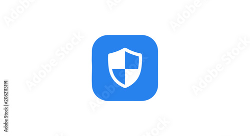 Blue security shield icon representing digital protection and cyber safety on a white background.