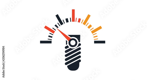 Photos Lightbulb with speedometer gauge showing high intensity or overload
