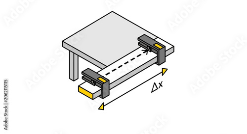 Schilderij op canvas Linear actuator mechanism on table with motion indicator