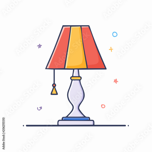 Cartoon Table Lamp with Red and Yellow Shade
