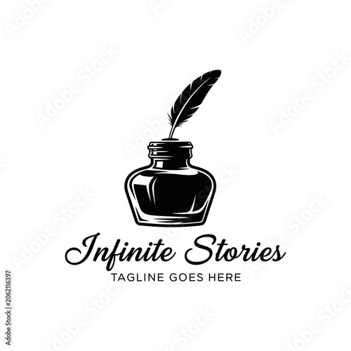 Foto Literary emblem representing writing, storytelling, and calligraphy arts