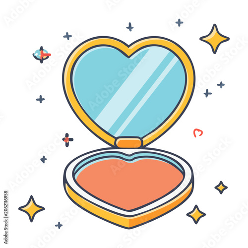 Heart Shaped Compact Mirror Illustration