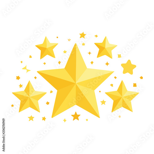 Golden stars illustration on white background