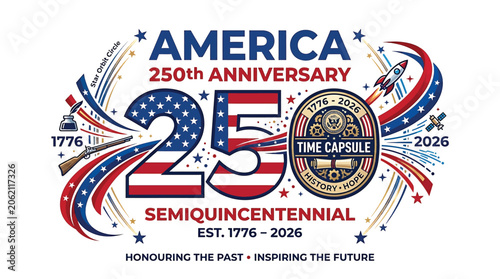 Bild auf Leinwand America 250th anniversary semiquincentennial logo, 17762026 celebration emblem w