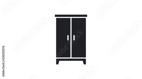 Cuadro en lienzo Modern black wooden double door cabinet.