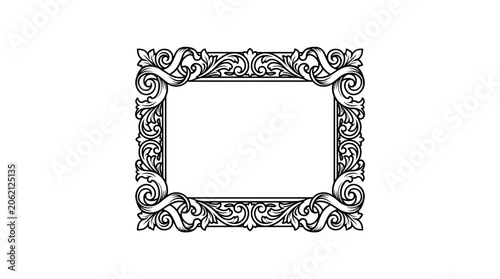 Ornate Rectangular Frame with Floral Swirls and Scrolls.