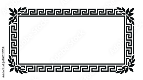 Rectangular Frame with Greek Key and Laurel Wreath Corners.