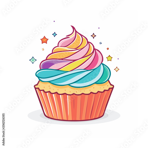 Colorful ice cream waffle cone illustration