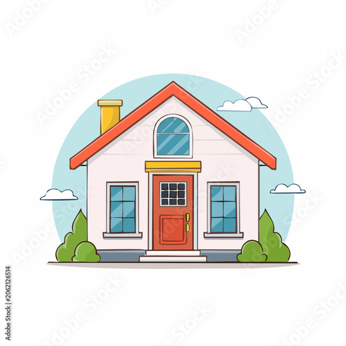 Flat design illustration of a colorful house
