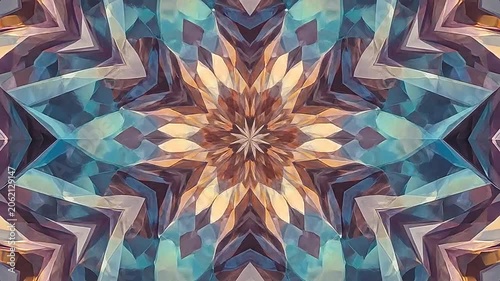 Vibrant kaleidoscope pattern with geometric crystal shapes