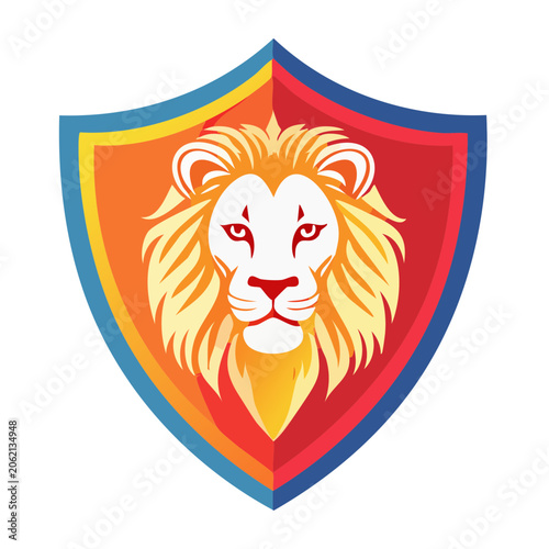 Lion Head Shield Emblem Illustration