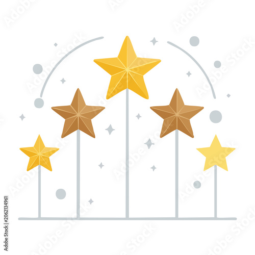 Golden stars illustration on white background