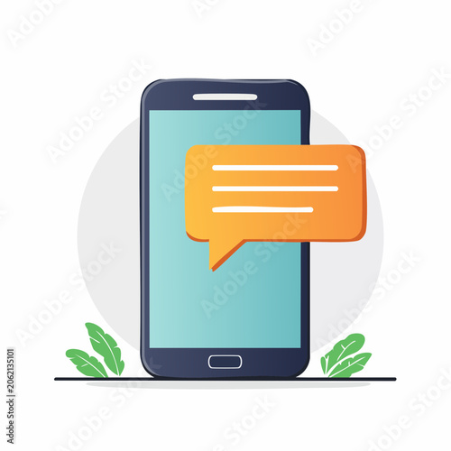 Smartphone with Chat Bubble Icon