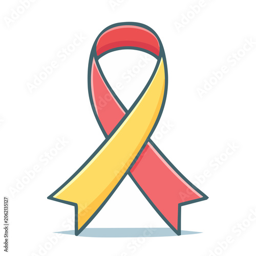 Red and Yellow Awareness Ribbon Icon