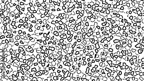 detailed black and white abstract texture resembling an organic mosaic, camouflage pattern, or stylized biological cells across the entire frame