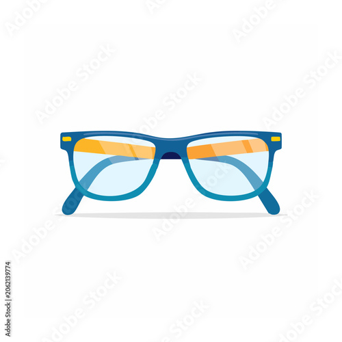 Flat design blue and orange spectacles icon