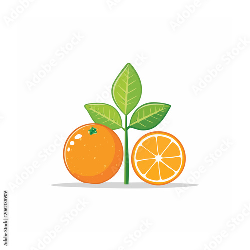 Flat design orange tree with fruit and wheel