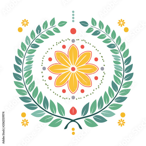 Flat design sunflower circular pattern