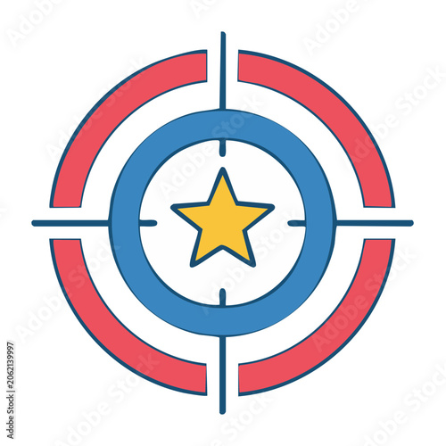 Flat design target with star and crosshair