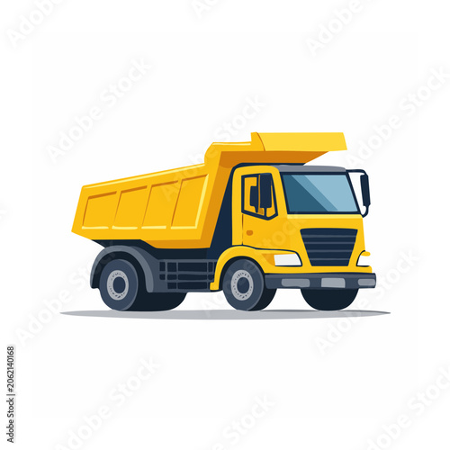 Yellow delivery truck 3D render side view