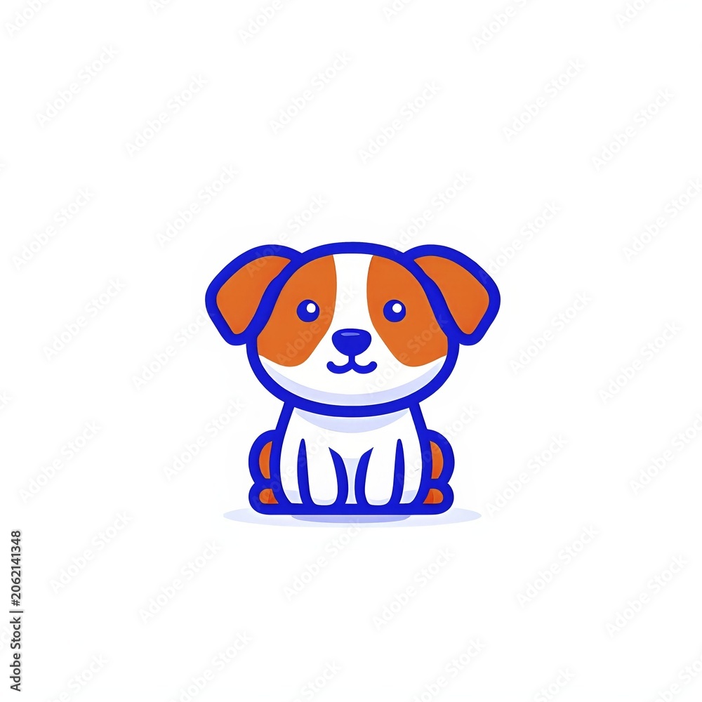 Fototapeta premium A simple cartoon dog with a white background, abstract graphical wallpaper illustration, AI generated