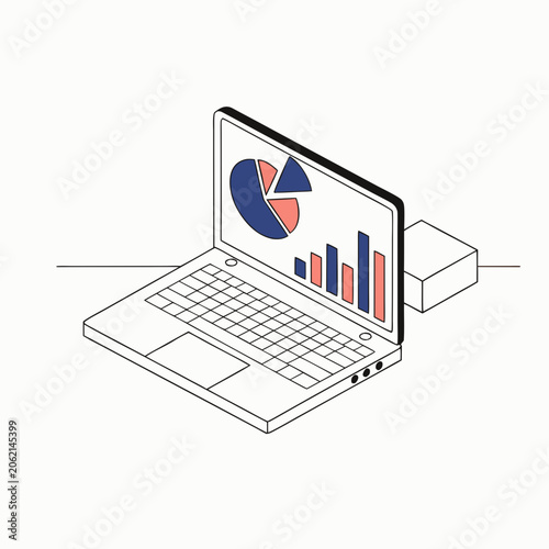 Laptop with charts and graphs