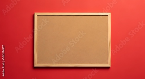 Blank Notice Board on Red Wall for Messages and Announcements.