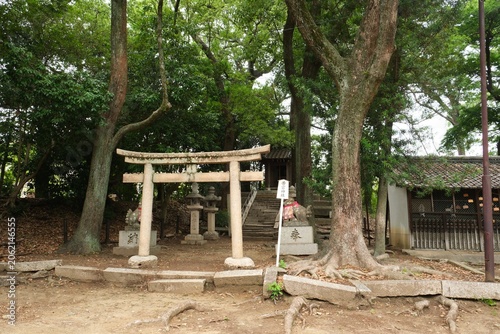 Εκτύπωση καμβά Front view of Atago Shrine with a stone torii gate and stone steps at Inano Shri