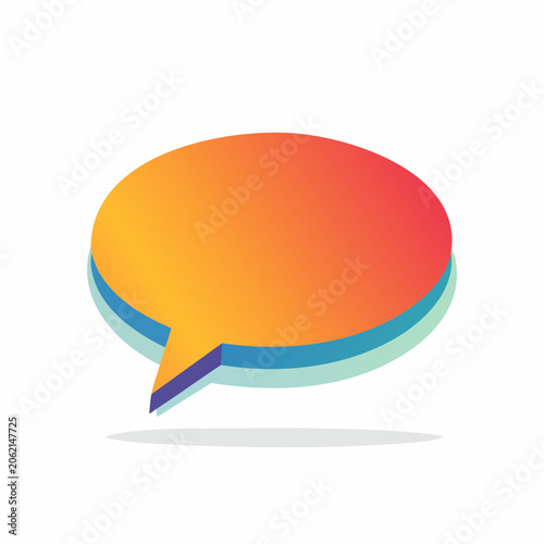 3D Speech Bubble Icon with Gradient Colors