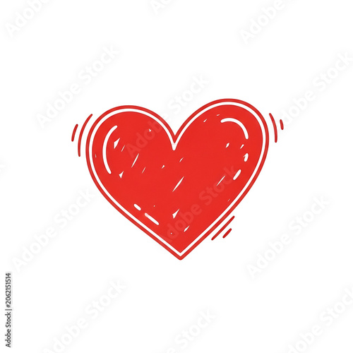 Red Heart Doodle Transparent Background Isolated Love Symbol