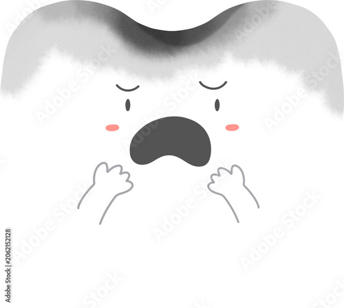 Sad Tooth with Cavity Illustration