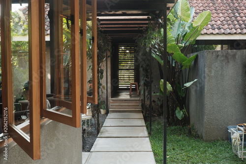 Minimalist Tropical Pathway Beside Modern Architectural Residence