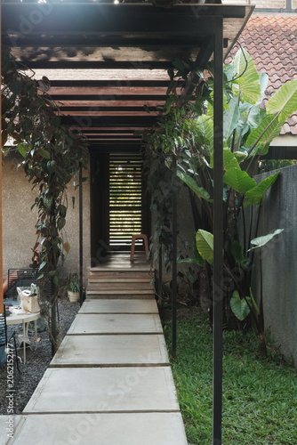 Modern Tropical Residential Side Walkway and Garden Path