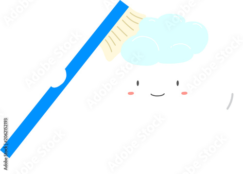 Cute Tooth Character Brushing Teeth
