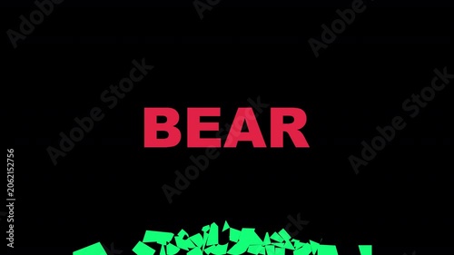 Bear Smashing Bull Text on Transparent Background, Motion Graphics