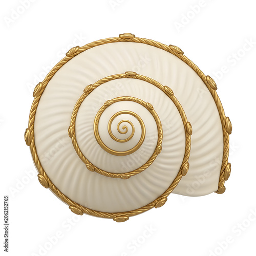 Decorative Nautilus Shell with Gold Trim