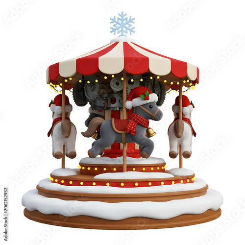 Festive Carousel Horse Winter Decoration