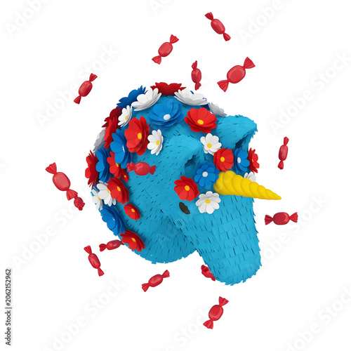 Festive Paper Cut Elephant Head with Flowers and Candies