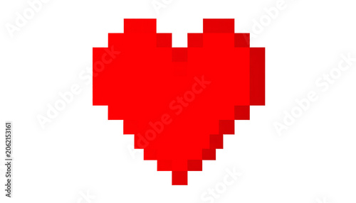 Red Pixel Heart Icon Isolated Transparent Background