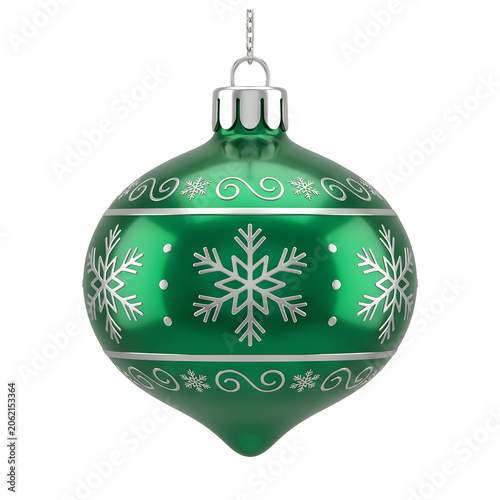 Green Christmas Ornament with Snowflake Design