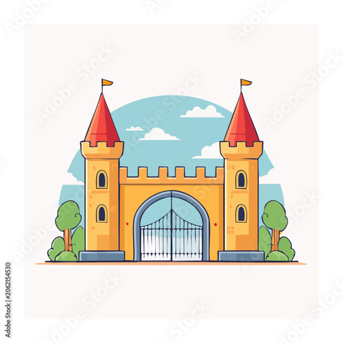 Flat design medieval castle illustration