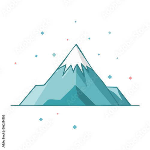 Flat design mountain peak with snow