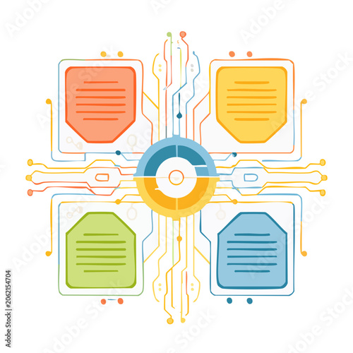 Flat design technology devices arrangement