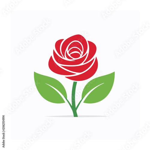 Red rose vector icon isolated on white