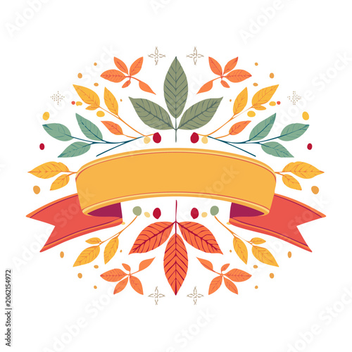 Autumn umbrella with colorful fall leaves design