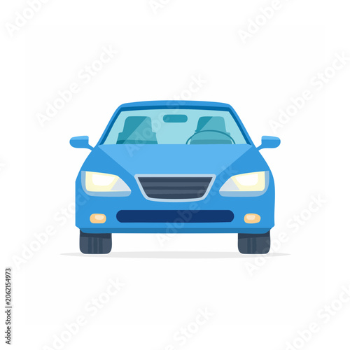 Blue 3D rendered car front view