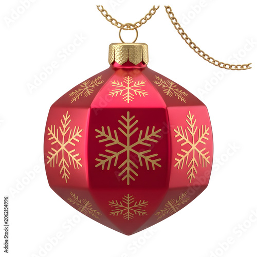 Red Christmas Ornament on Gold Chain