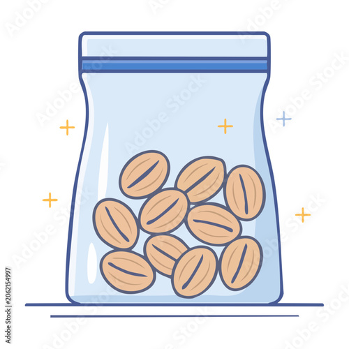 Blue paper bag with cookies vector