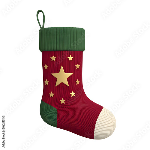 Red Christmas Stocking with Gold Stars