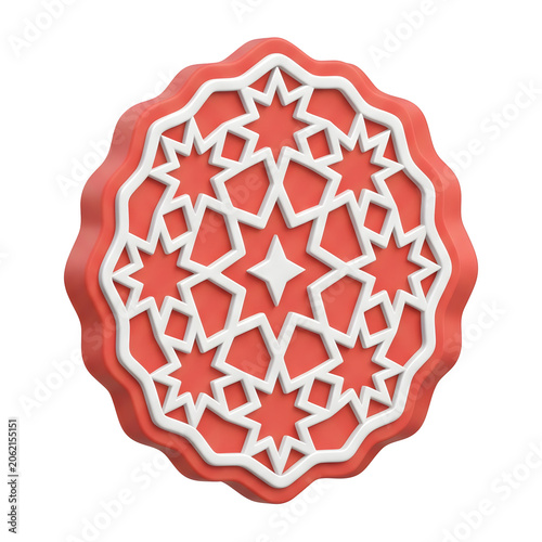 Red Geometric Cookie Cutter 3D Render